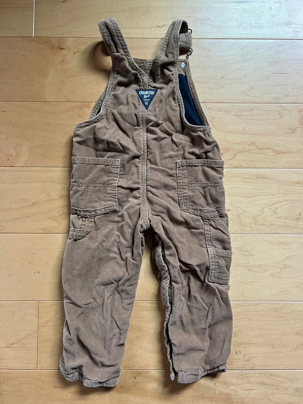 OshKosh B'gosh Tan Lined Corduroy Kids Overalls